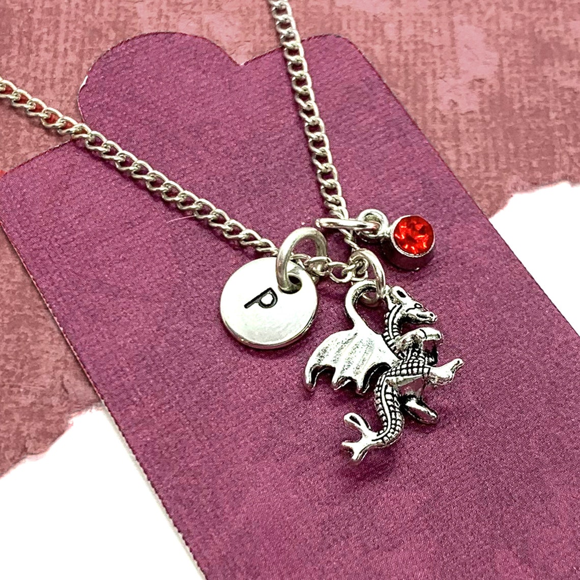 Dragon Necklace for Kids Dragon Charm Jewelry Initial Etsy