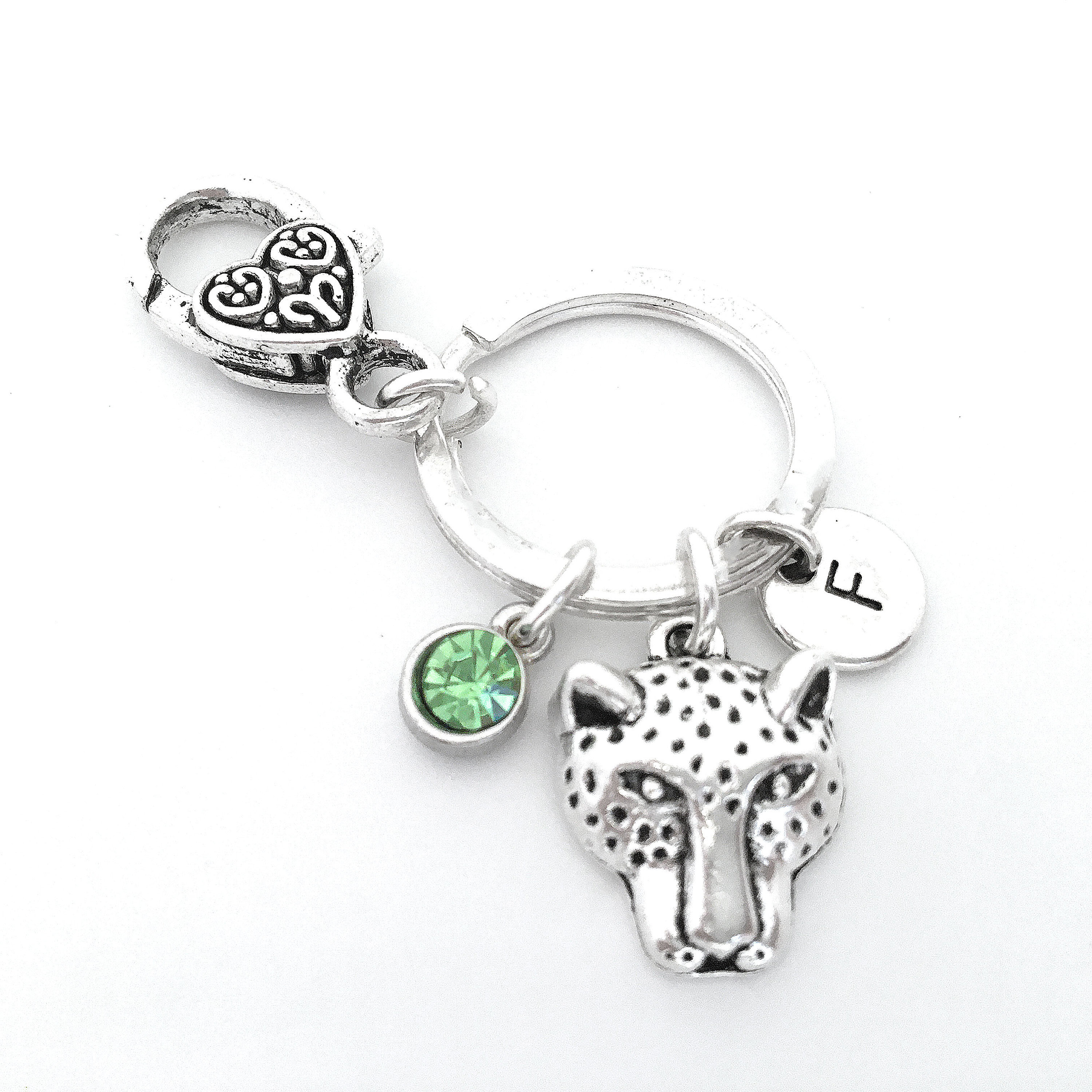 Cheetah Keychain Cheetah Key Ring Initial Keyring Etsy