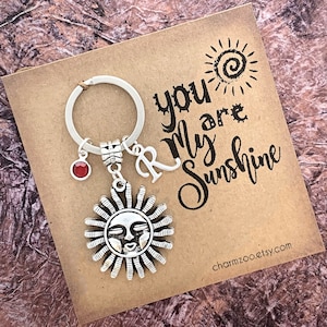 Sun Keychain, You are My Sunshine Gift, Sun Face Charm, Personalized Keyring, Sun Lover, Celestial Gifts, Large Sun Charm, Sun Gift for Her