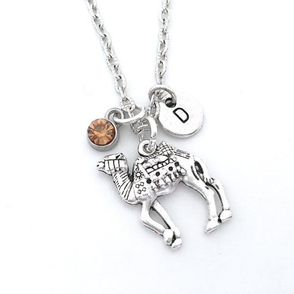 Camel Necklace, Camel Pendant, Camel Jewelry, Camel Gifts Personalized Camel Charm Necklace Initial Necklace Safari Animal Jewelry for Women