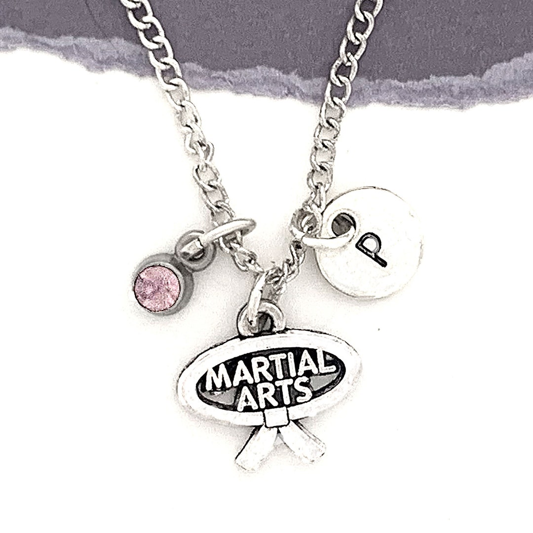 Sportybella Martial Arts Black Belt Necklace – Silver Plated Charm Pendant For Karate, Judo, MMA, Taekwondo