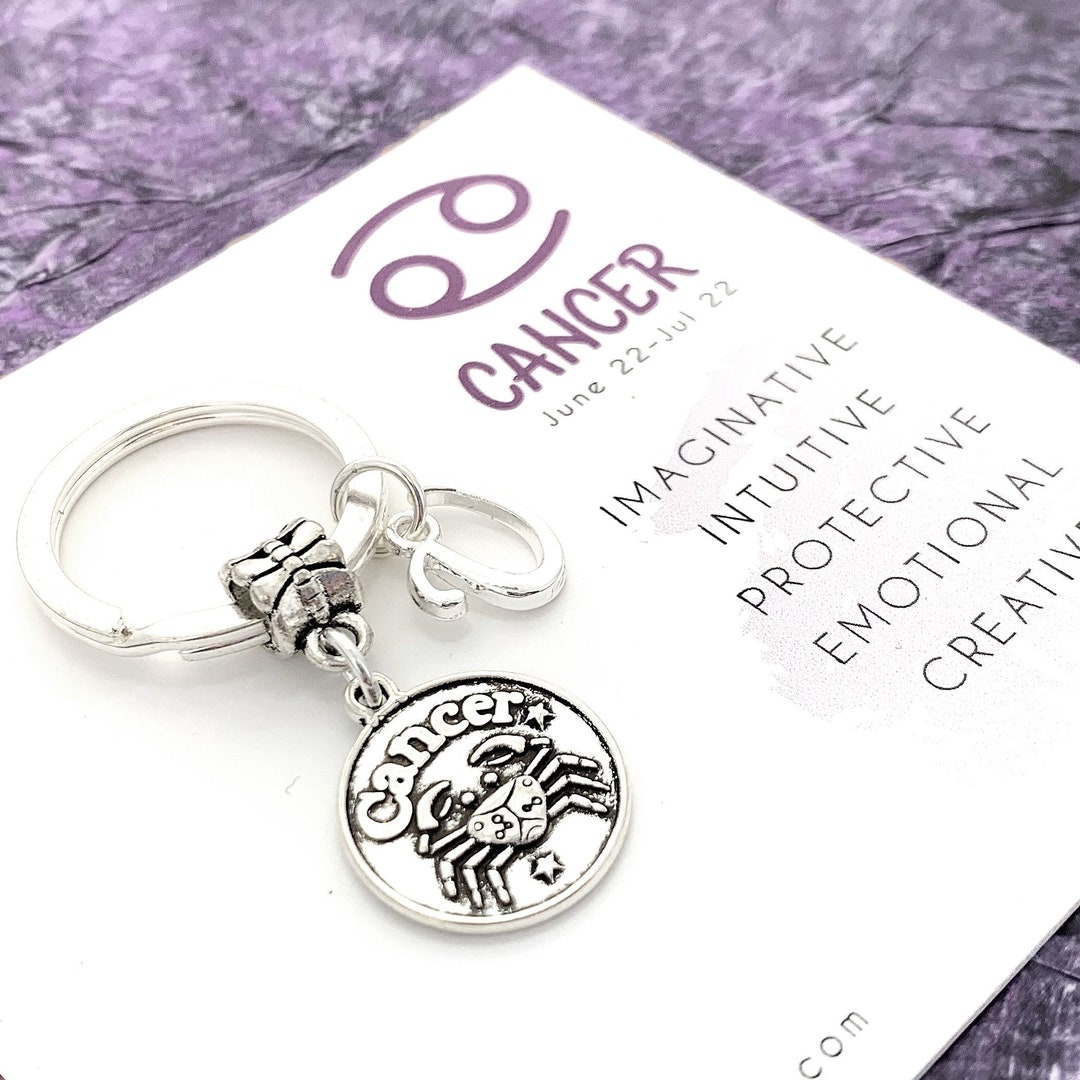 Cancer Keychain, Zodiac Keyring, Personalized Gifts, Initial Key Ring ...