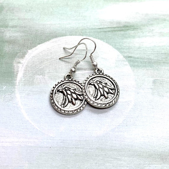 Eagle Medallion Earrings, American Eagle Charm Jewelry, Eagle Lover Gift, Freedom Gift, Bald Eagle Jewelry, Gift for Women, Retirement Gift