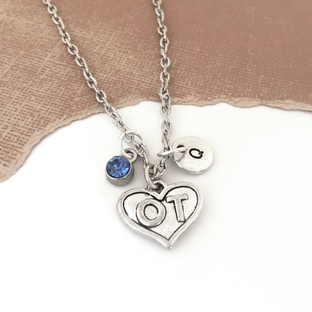 OT Necklace, Occupational Therapy Jewelry, Initial Necklace, OT Gift