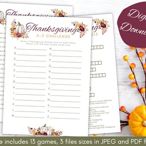 Thanksgiving Party Games Printable Digital Download - Etsy