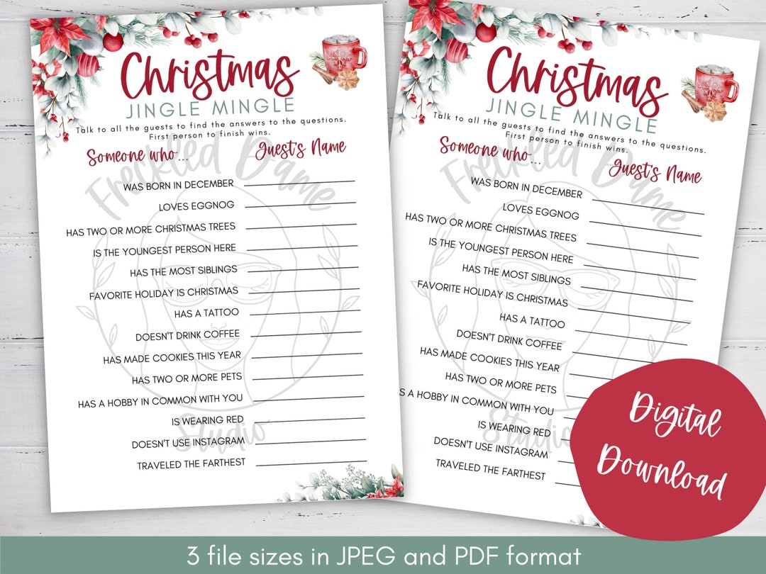 Christmas Jingle Mingle Printable Digital Download Etsy