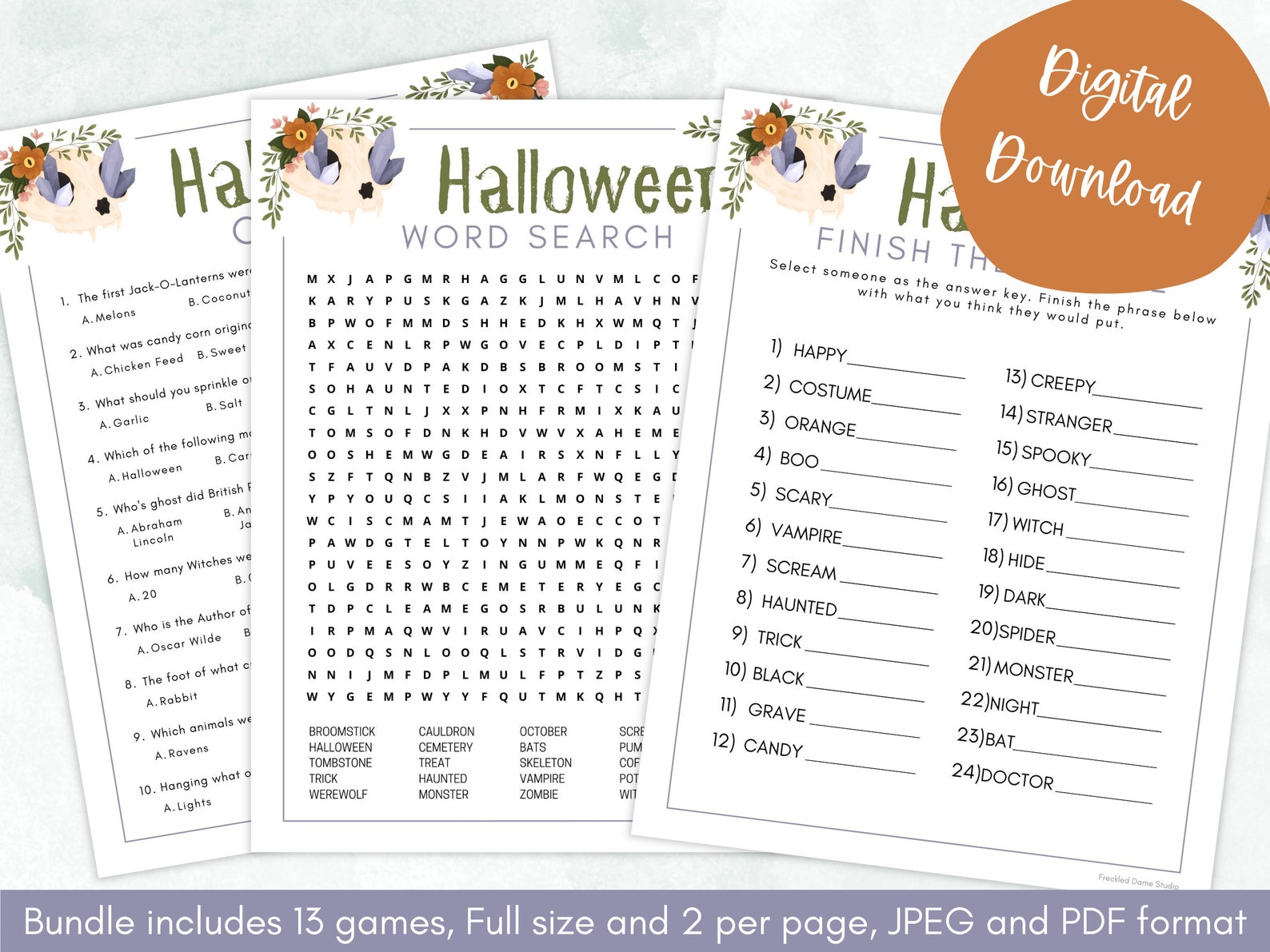 Halloween Party Games | Printable | Digital Download | Halloween Game ...