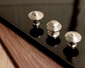 Silver Cast Iron Cupboard Knob Chest Drawer Round Reeded Handle Cabinet Pull
