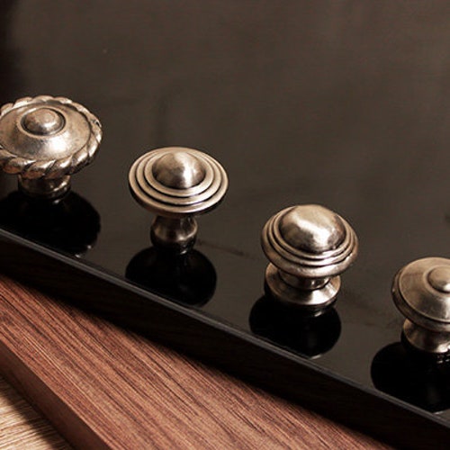 Knobs & Pulls Vintage Black Cast Iron Cupboard Knob Wardrobe Chest Drawer Ribbed Pull