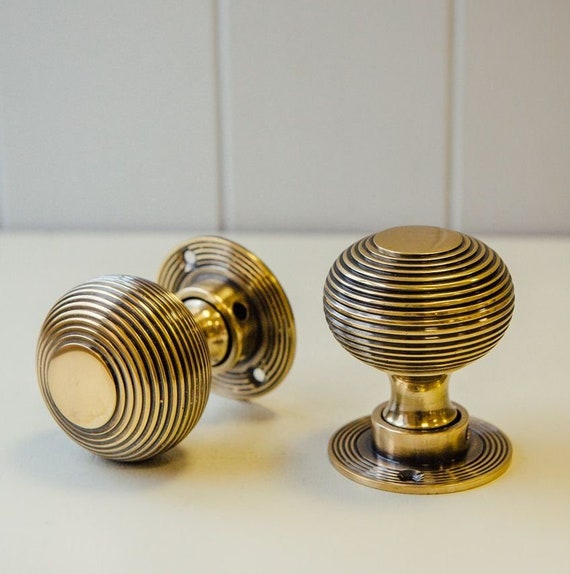 Antique Style Large Solid Brass Beehive Door Knob various finishes