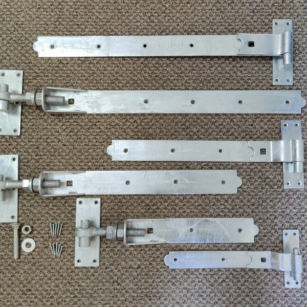 Hook and Band Heavy Duty Shed Stable Barn Door Gate Hinges Pair Straight/Cranked/Adjustable Galvanised