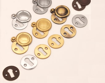 Victorian Key Hole Cover Open/Closed Escutcheon with Screws in Various Finishes