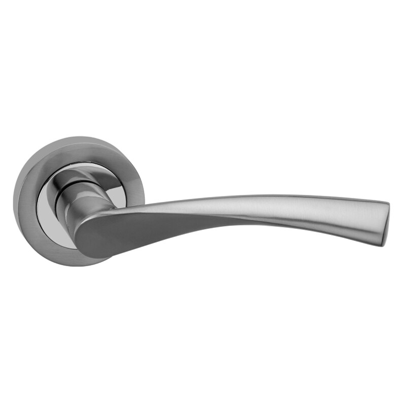 Lever on Rose Door Handles Victorian Contemporary Style SATIN/ Pol CHROME DL77 Lever on Rose Door Handles Victorian Contemporary Style SATIN/ Pol CHROME DL77