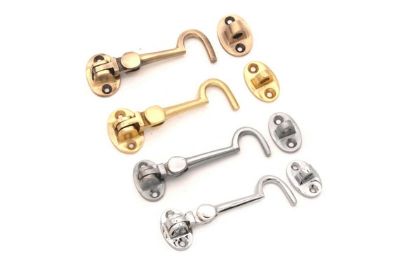 Shed Gate Door Catch Silent Holder Brass hook and eye Latch Door lock Shed Gate Door Catch Silent Holder Brass hook and eye Latch Door lock