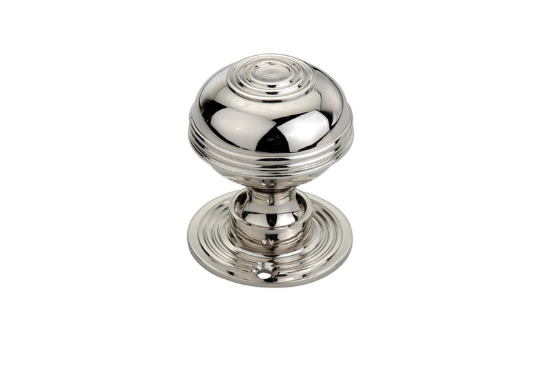 Traditional Antique Reproduction Style Pair Solid Brass Mortice Door Knob Nickel