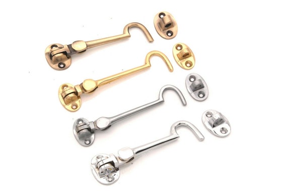 4 100mm Cabin Hook and Eye Latch Silent Lock Solid Brass Shed Door Gate  Catch Holder -  Norway