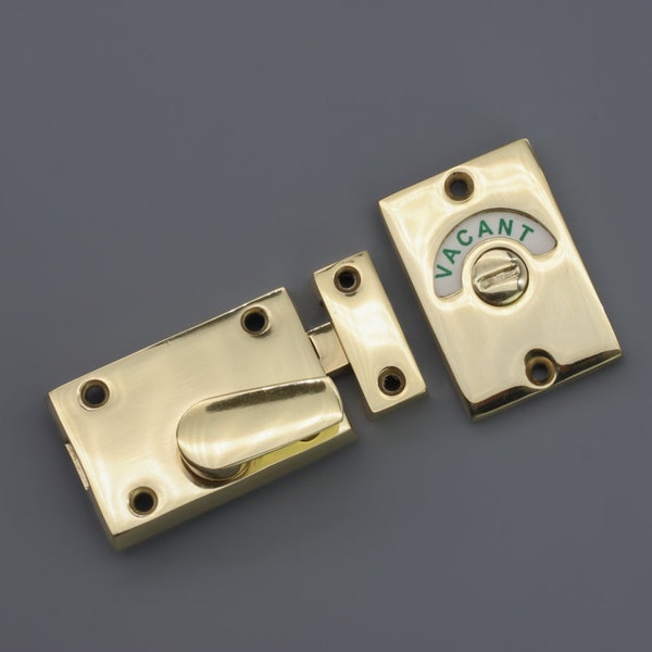 Polished Brass Bathroom Indicator Bolt Vacant Engaged WC Privacy Public Toilet Door Latch Lock