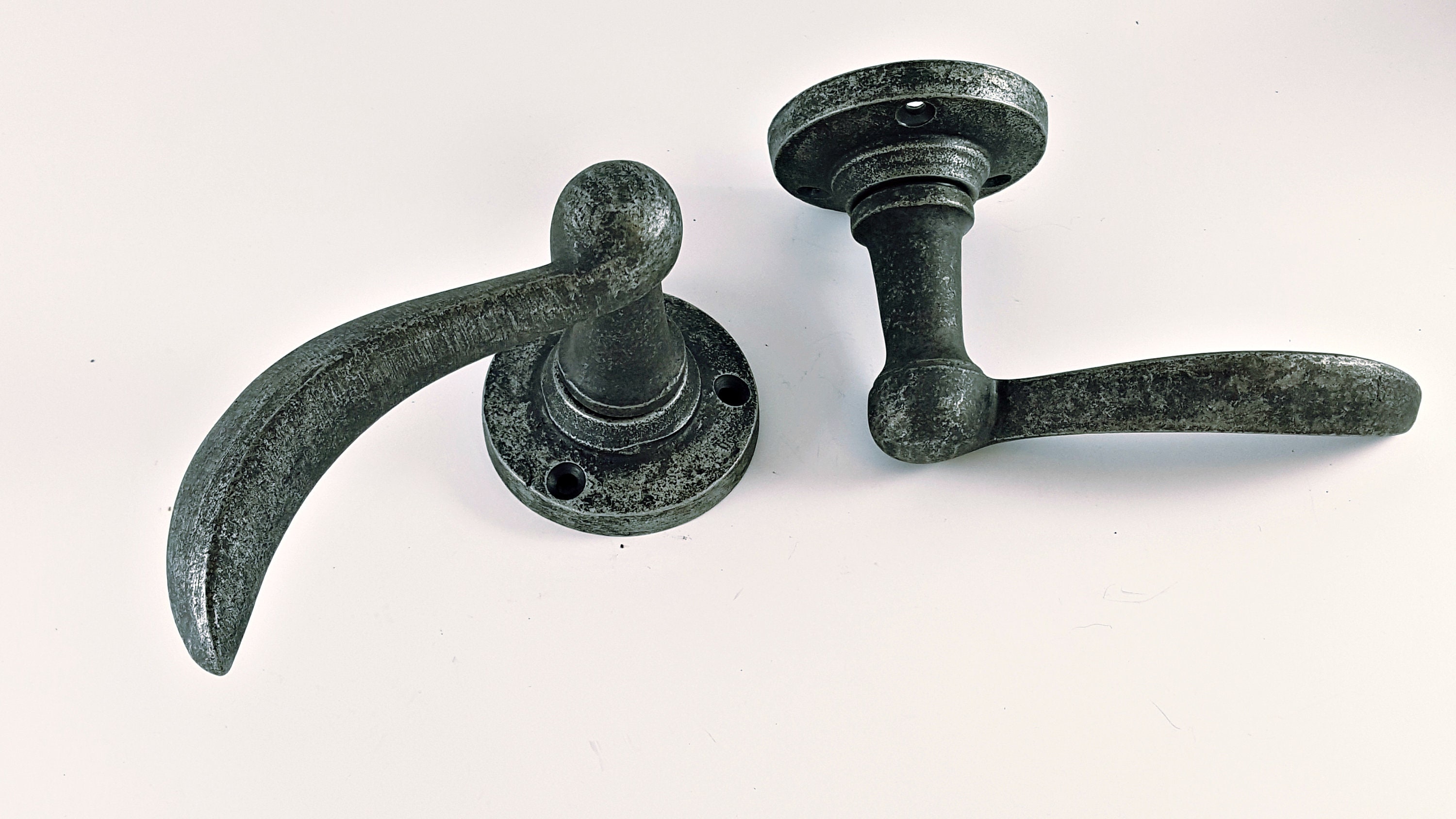 Antique Cast Iron Lever Door Handle Set Round/ Square Rose Etsy
