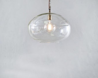 Vintage Style Clear Round Glass Pendant Light - Living Room, Bedroom Lighting - Hanging Industrial Décor - DIY -Ceiling Light Contemporary