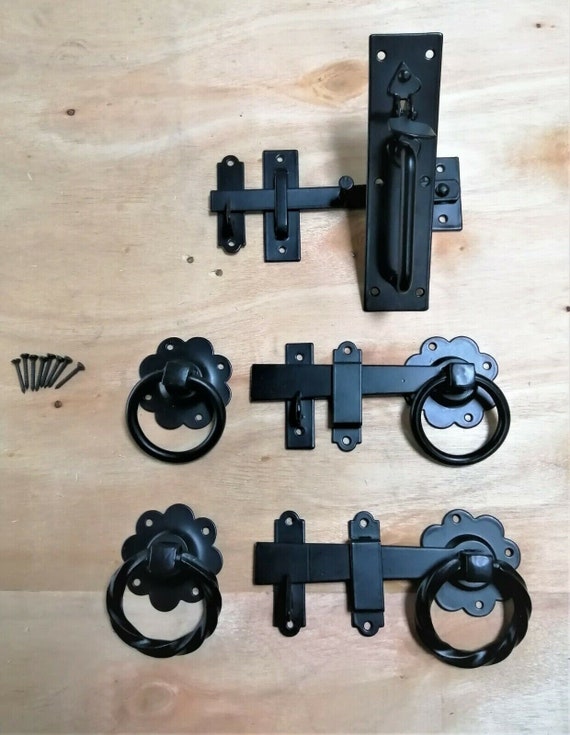 BLACK SUFFOLK GATE LATCH KIT Outdoor Garden Shed Gate Door Thumb Catch Latch Fast FREE Shipping