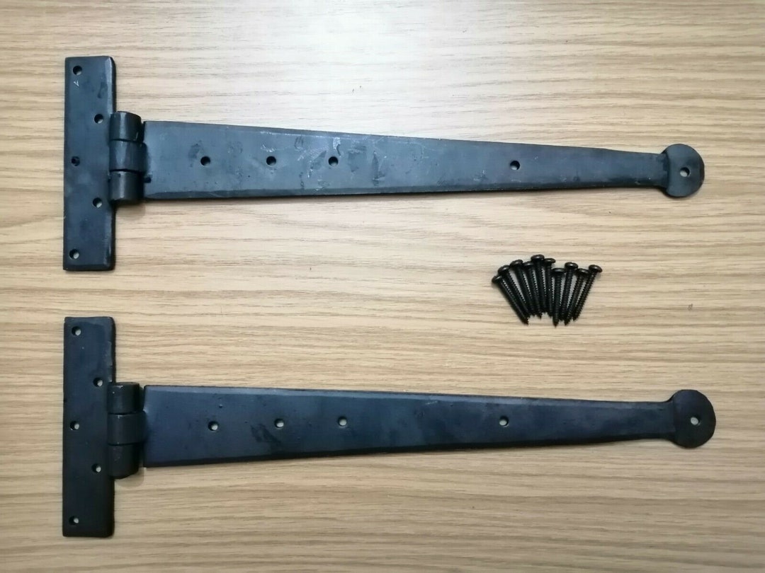 15 Inch Penny Hand Iron Tee Hinge Pair Strap T Hinge BEESWAX UK