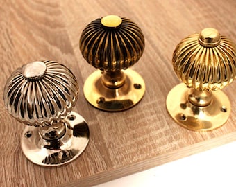 Antique Style Regency Reeded Round Mortice Unsprung Interior Door Knobs Set 60mm