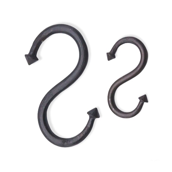 Traditional Hand Forged Multipurpose S Shaped Iron Hooks for Hanging  Kitchen Utensils 2 Sizes 4 & 2.5 