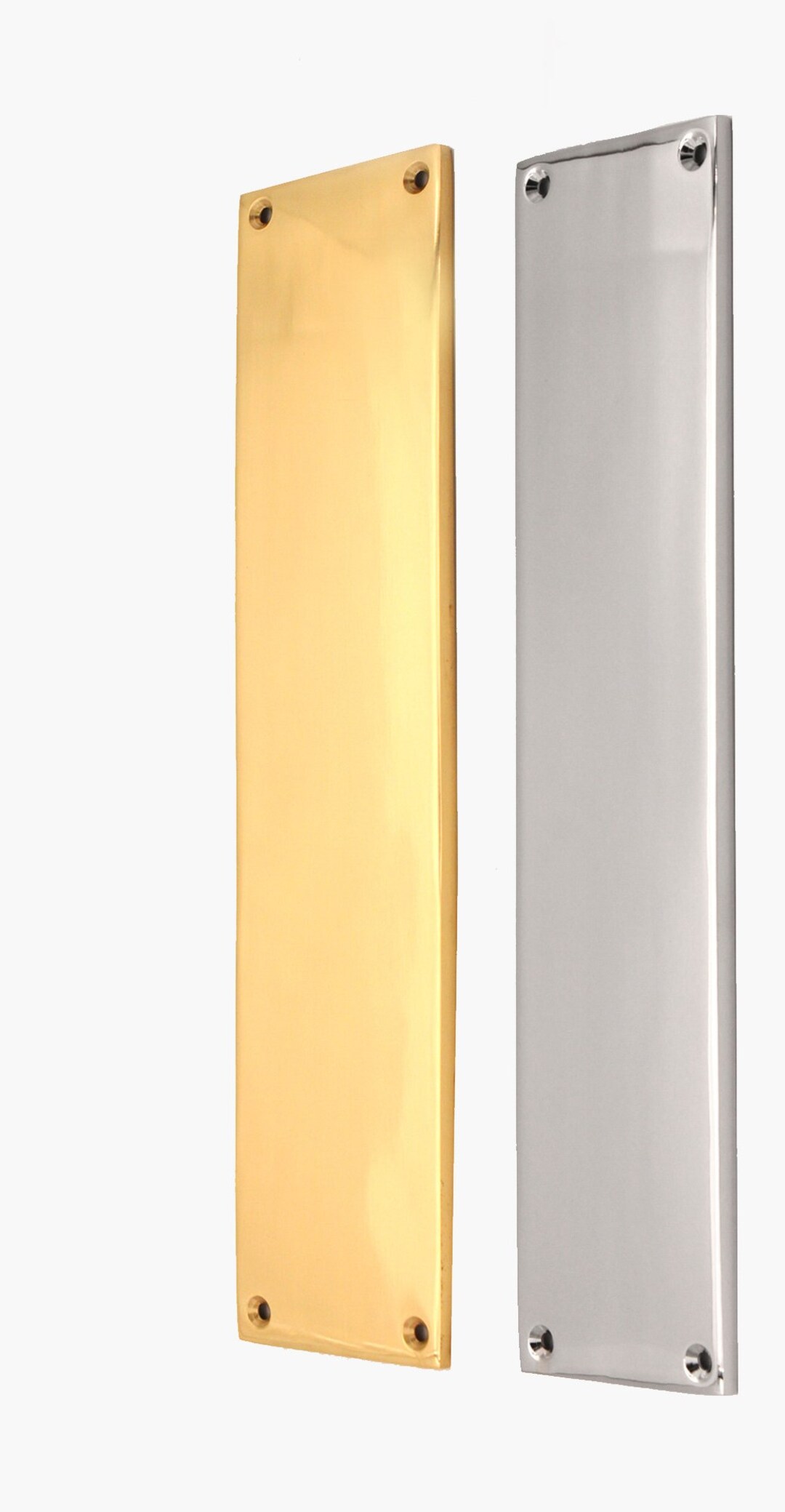 Solid Brass Victorian Style Door Finger Push Plate – Polished Finish, 302mm X 72mm, 9mm Thick – Shaped Cast Brass