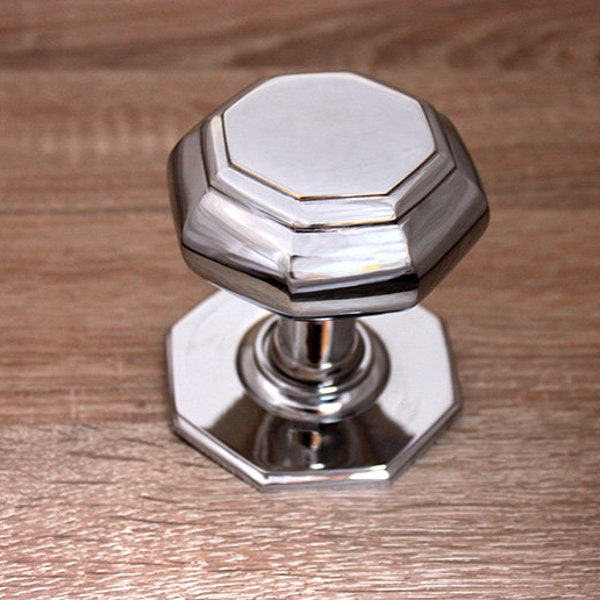 Quality Solid Brass Large Octagonal Centre Door Knob Pull Polished Chrome 80mm