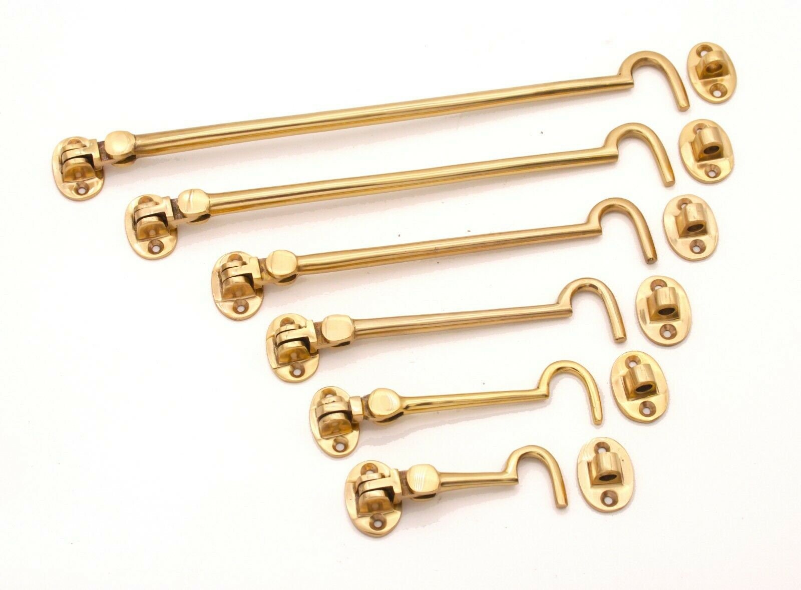 thumbnail image 2 of Heavy Duty Solid Brass Cabin Hook And Eye - 100mm (4 Inch) - Perfect For Sheds, Gates & Doors - Antique Brass Finish 2 of 4