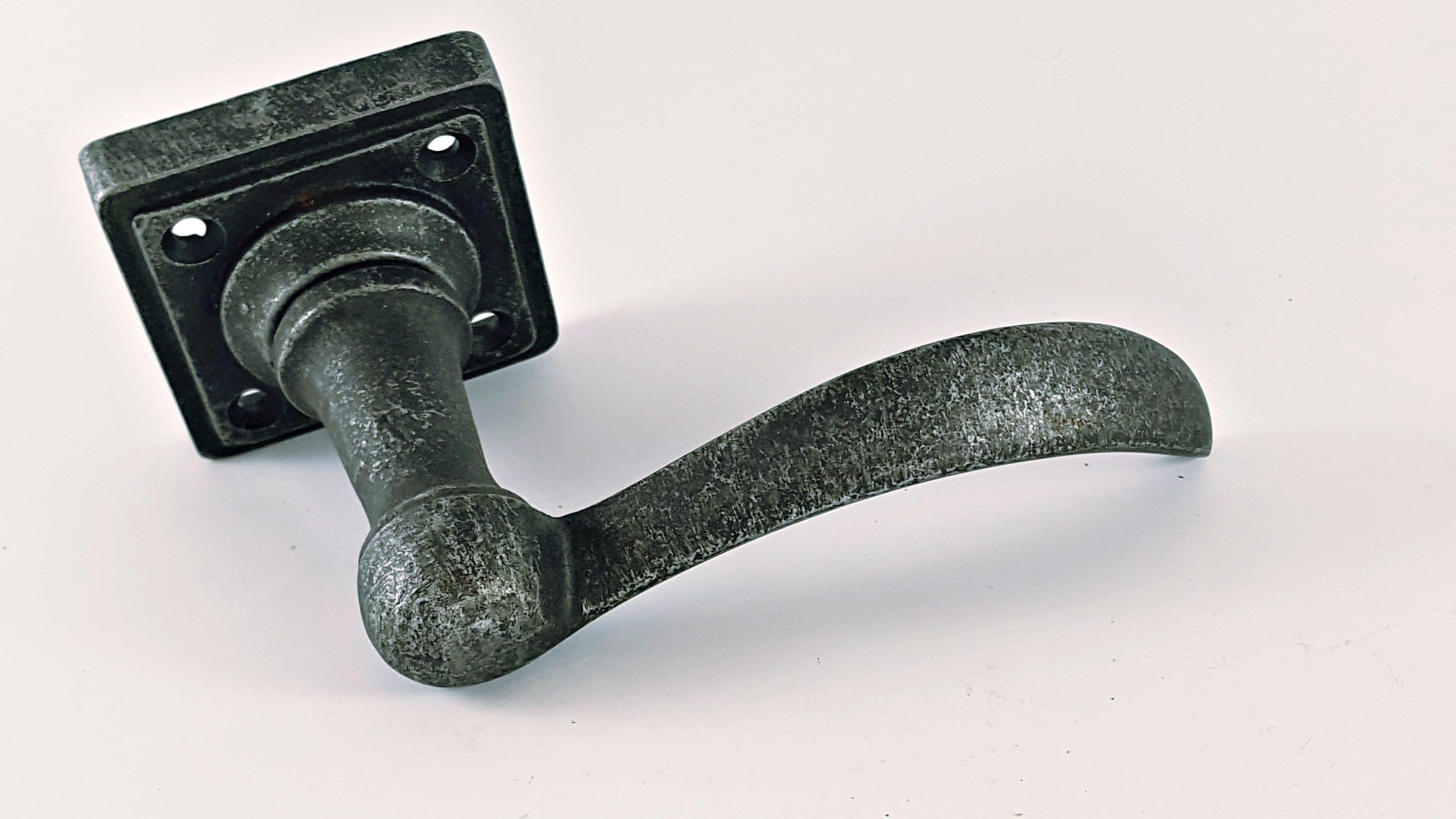 Antique Curved Cast Iron Lever Door Handles on Square Rose Etsy UK