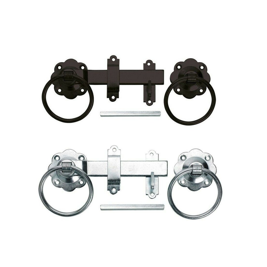 150mm 6 Plain Ring Gate Latch Handle Garden Gate Door Black or Zinc