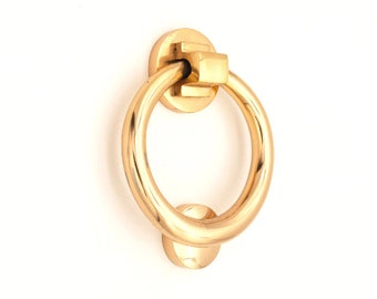 5” Solid Brass Classic Ring Shaped Front Door Knocker Polished Brass