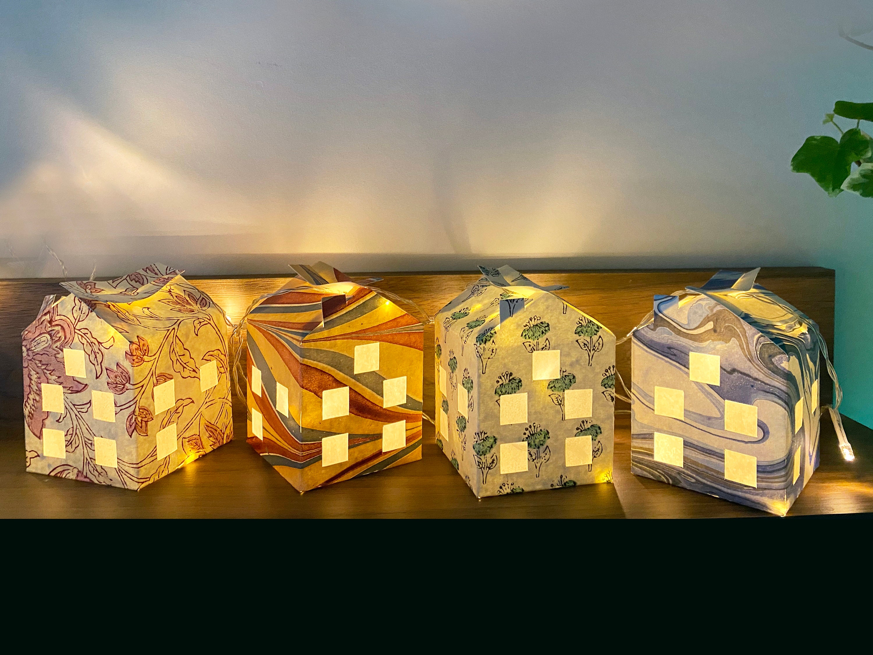 Pequeña cabaña de papel hecha a mano en 3D estrella / linterna | Etsy
