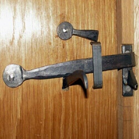 Latch Lock or Privy Drop Lock used with Suffolk latch Forged Iron blacksmith