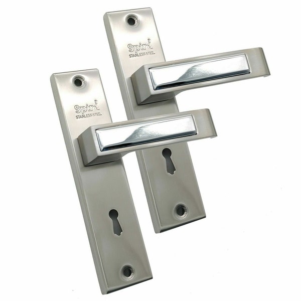 Dual Tone Satin Nickel & Chrome Victorian Internal Lever Lock Door Handle Set