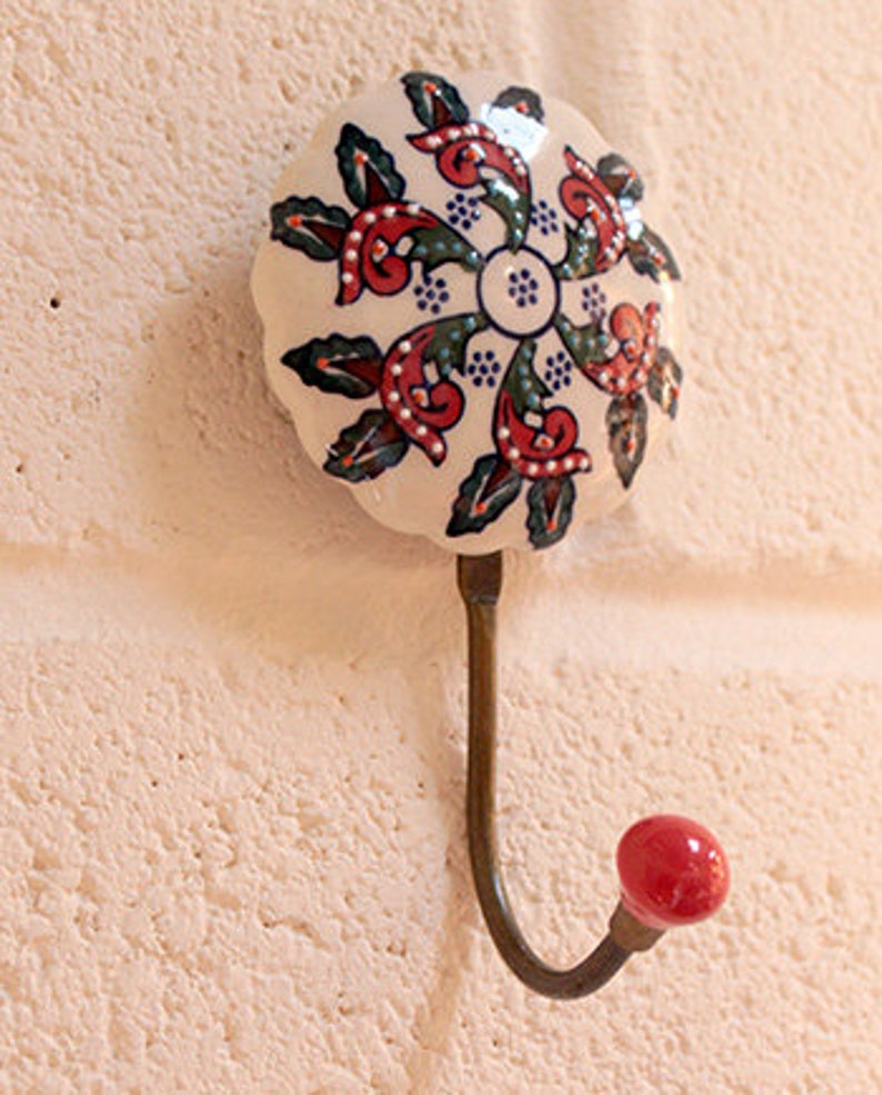 Colorful White Vintage Designs Ceramic Hat & Coat Hooks Wall Etsy UK
