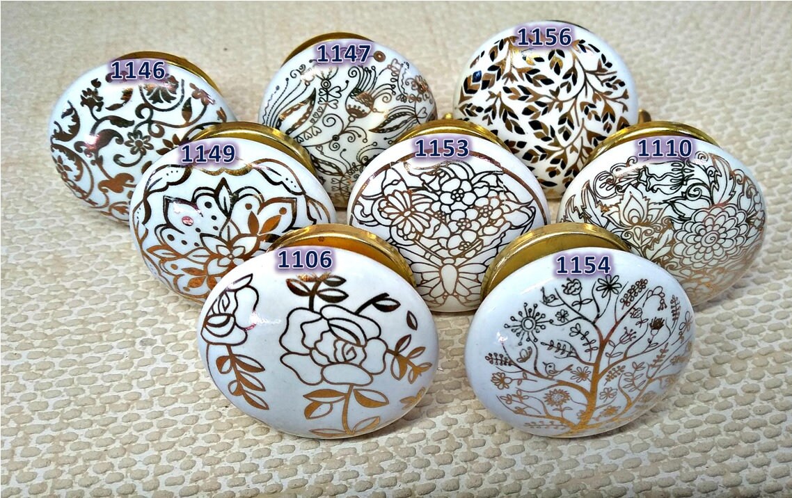 Vintage antique cerámica perillas armario gabinete pull | Etsy