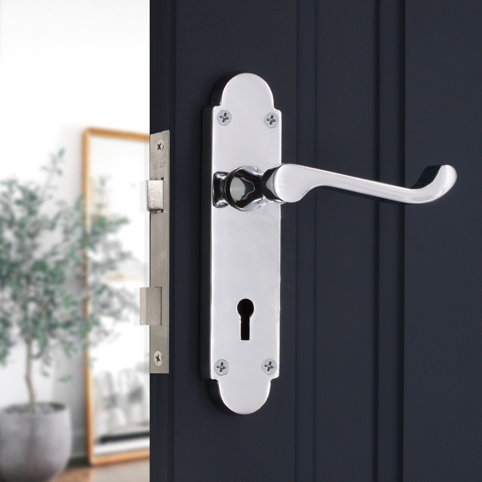 Asas Para Puerta Con Forma De Pergamino, Color Negro Mate – Pestillo, Cerradura O Baño – Alta Calidad – Handlestore