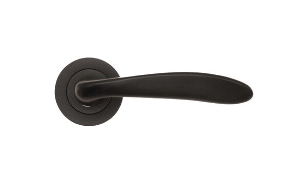 New Matt Black Finish Lever on Rose Internal Door Handle Set