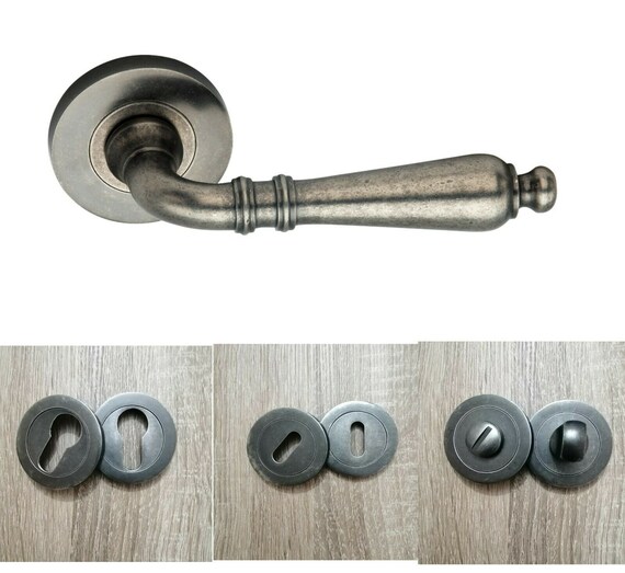 Antique Pewter Lever Door Handle Old English Etsy