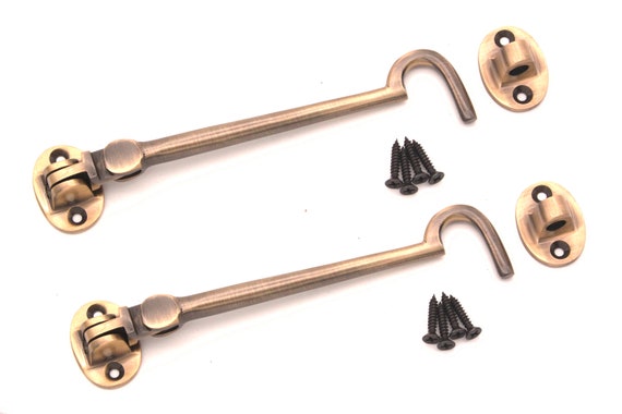 Pack of 2 X 6 150mm Cabin Hook and Eye Latch Lock Brass Shed Door