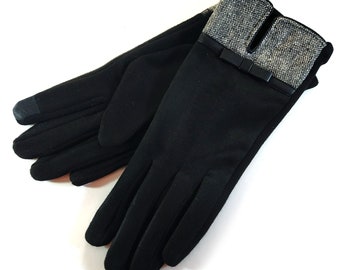 fur lined knitted gloves