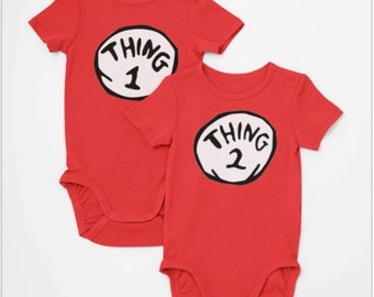 thing 1 and thing 2 baby onesies