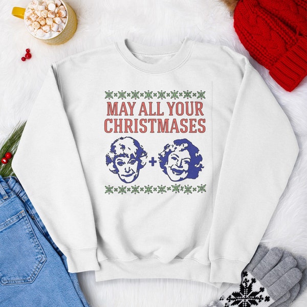 May All Your Christmases Bea White. Golden Girls Ugly Sweater. Betty White. Bea Arthur.
