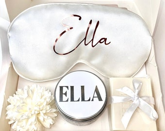 Personalised Pamper Gift Box: Mulberry Silk Eye Mask & Scented Candle
