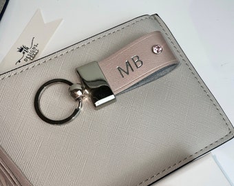 Personalised Leather Initial Keyring: Handmade Embossed Keychain