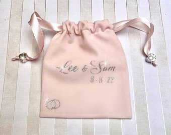 Personalised Velvet Drawstring Pouch: Wedding Ring Keepsake