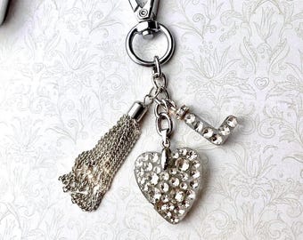 Personalised Bag Tag | Initial Keychain | Name Tag | Bling Keyring