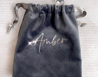 Personalized Velvet Drawstring Pouch | Handmade Bag